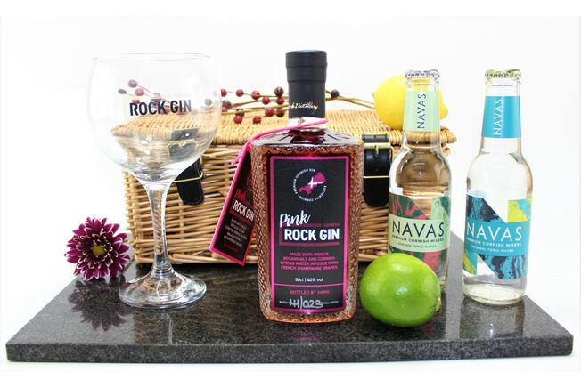 Cornish Pink Rock Gin, Tonic & Glass Hamper